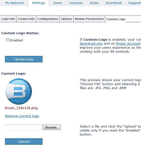 Custom Logo feature