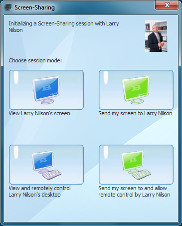 Select the Screen-Shairng session type
