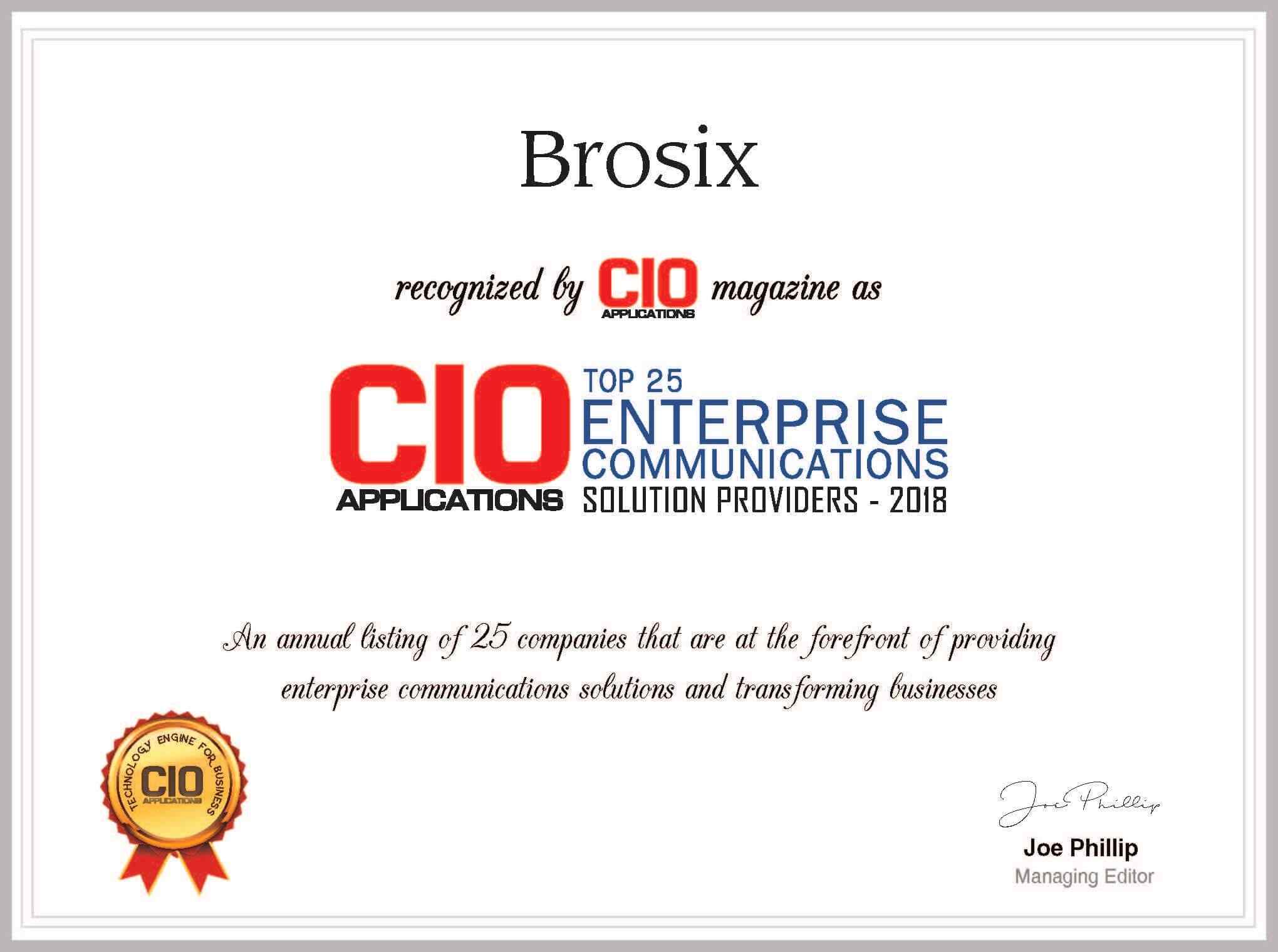 Brosix among one of 25 enterprise communication solutions — CIO Applications Magazine