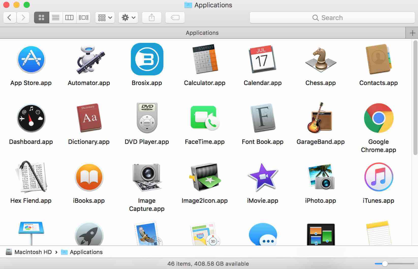 Brosix in Applications folder.