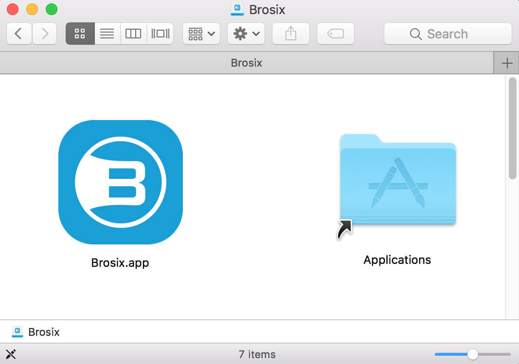 Brosix application on Mac screen, along with the icon in both the dock and the menu bar