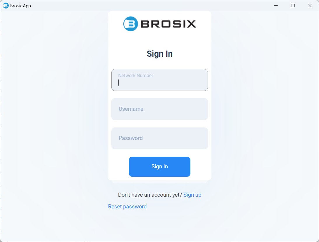 Brosix App login form