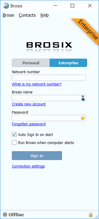 Brosix-login-form