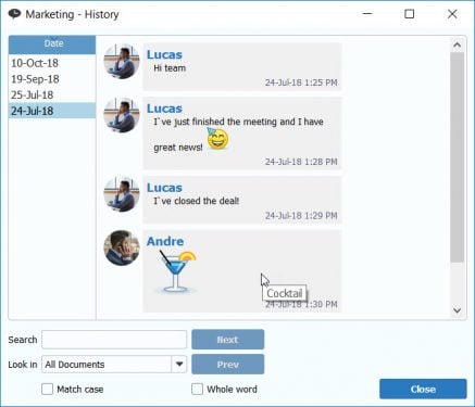 Brosix Chat History
