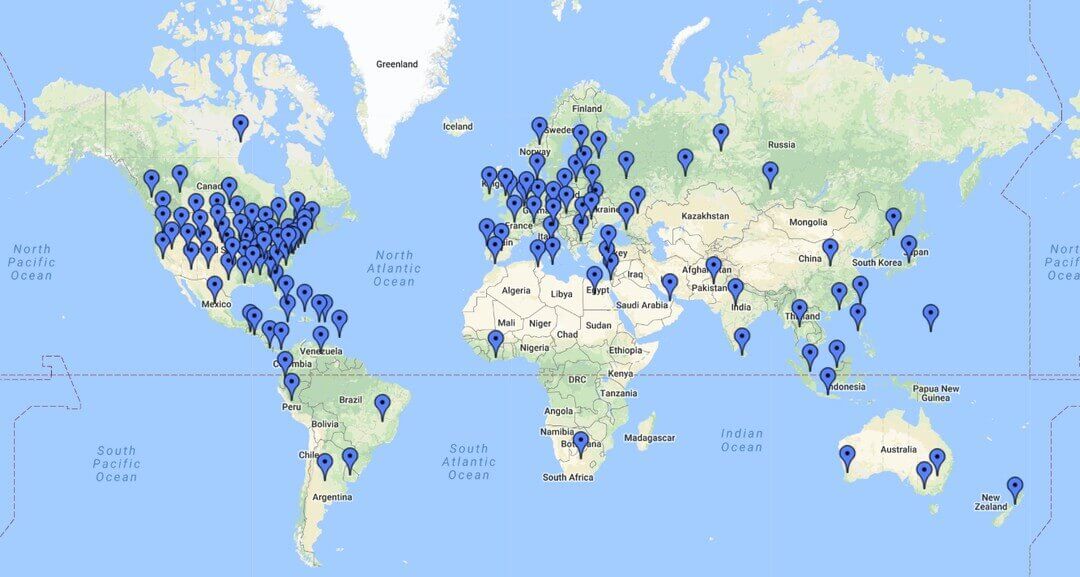 Map of Brosix customers