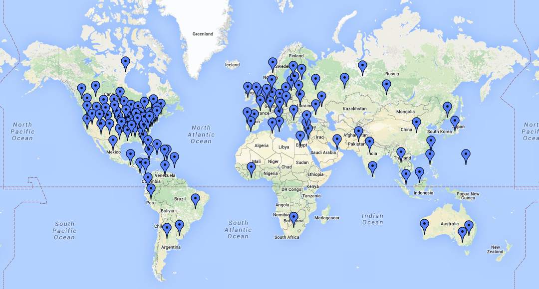 Map of Brosix customers