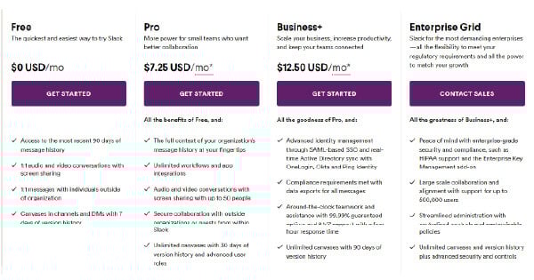 Pricing plans