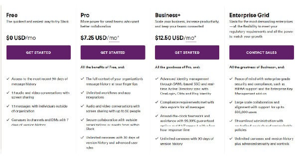 Pricing plans