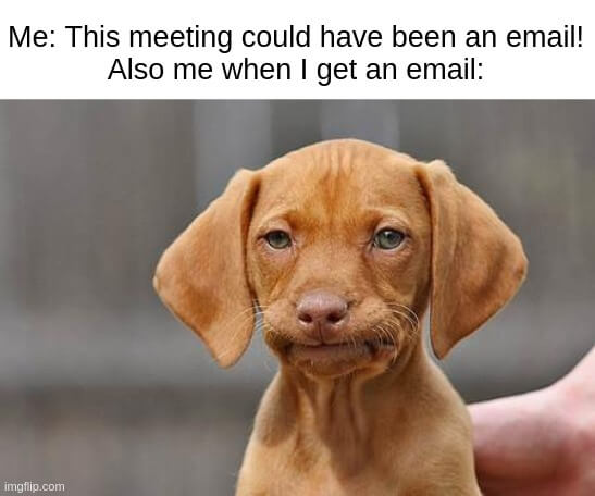 Me: this meeting could have been an email! Also me when I get an email